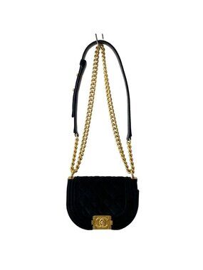 Chanel Shoulder Bag Boy Quilted Black Gold